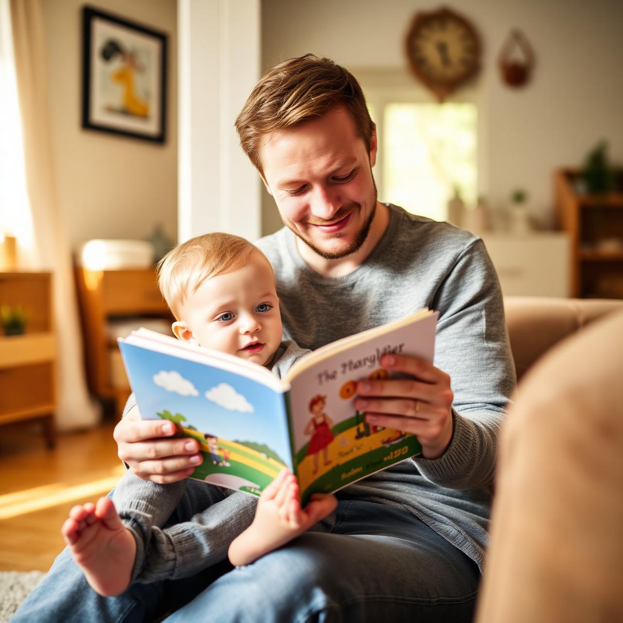 Caregiver reading a picture book with a young child